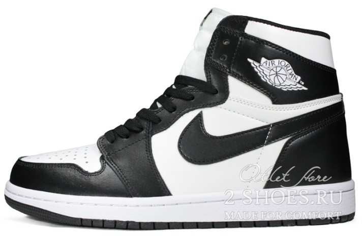 Кроссовки Nike Air Jordan 1 High Winter Black White  белые, черные, кожаные