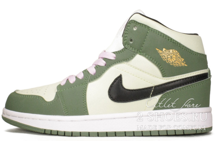 Кроссовки Nike Air Jordan 1 Mid Dutch Green CZ0774-300 белые, зеленые