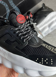 Кроссовки Versace Chain Reaction 2 Black White живое фото 3