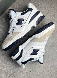 Кроссовки New Balance 550 White Navy Blue живое фото 1